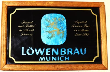 Framed Vintage Löwenbräu beer Mirror Pub Sign