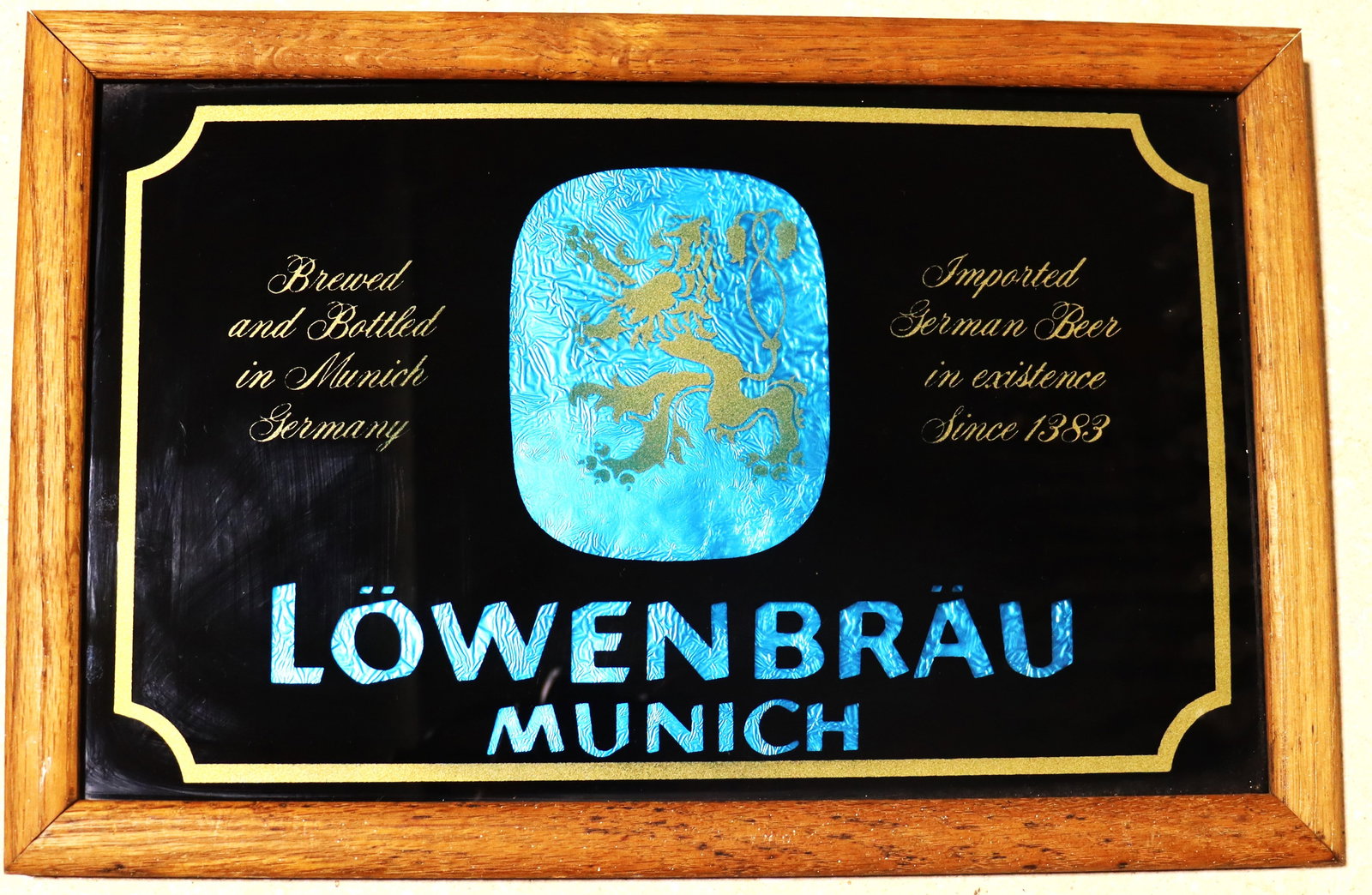 Framed Vintage Löwenbräu beer Mirror Pub Sign (1 of 4)