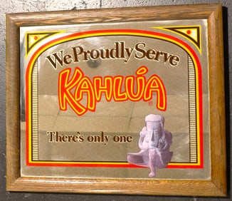 Framed Vintage Kahlúa advertising mirror