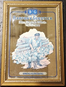 Framed Barton & Guestier "Spring Flowering" Vintage Bar Mirror