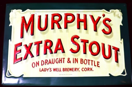Vintage MURPHYS IRISH EXTRA STOUT Tin Metal Pub Sign