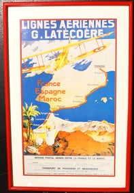 Framed Vintage Advertising Poster of Lignes Aériennes G. Latécoère Poster