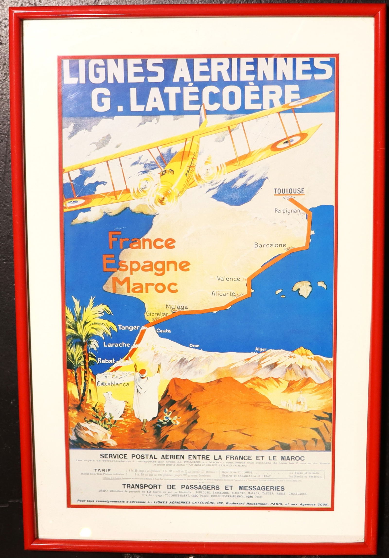Framed Vintage Advertising Poster of Lignes Aériennes G. Latécoère Poster (1 of 4)