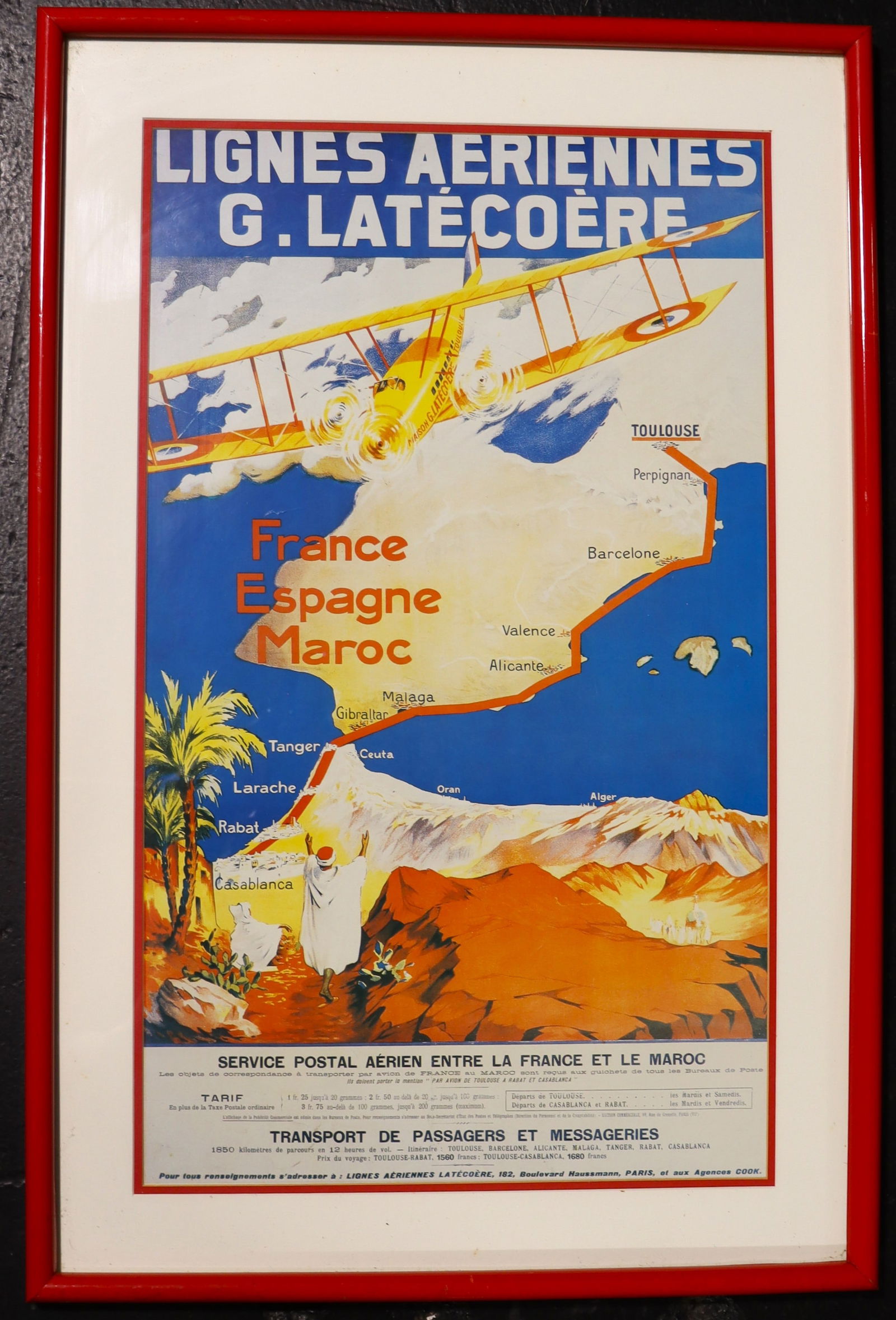 Framed Vintage Advertising Poster of Lignes Aériennes G. Latécoère Poster - 2