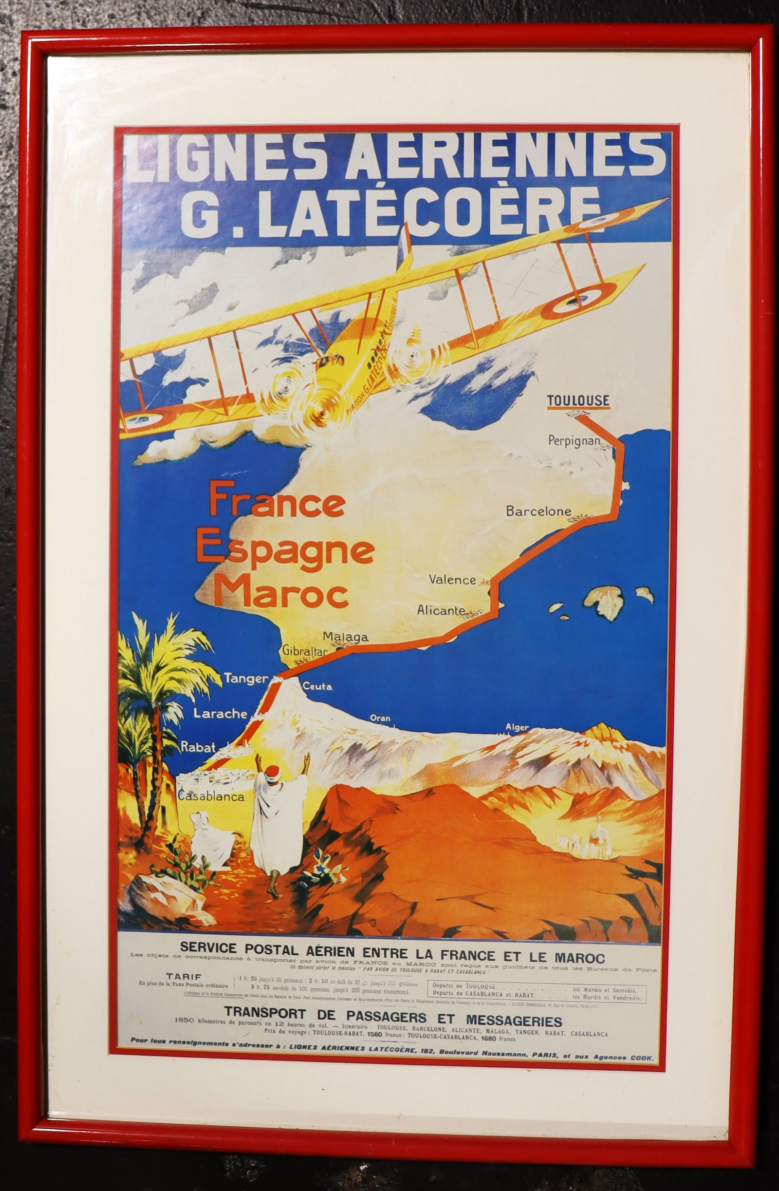 Framed Vintage Advertising Poster of Lignes Aériennes G. Latécoère Poster - 3