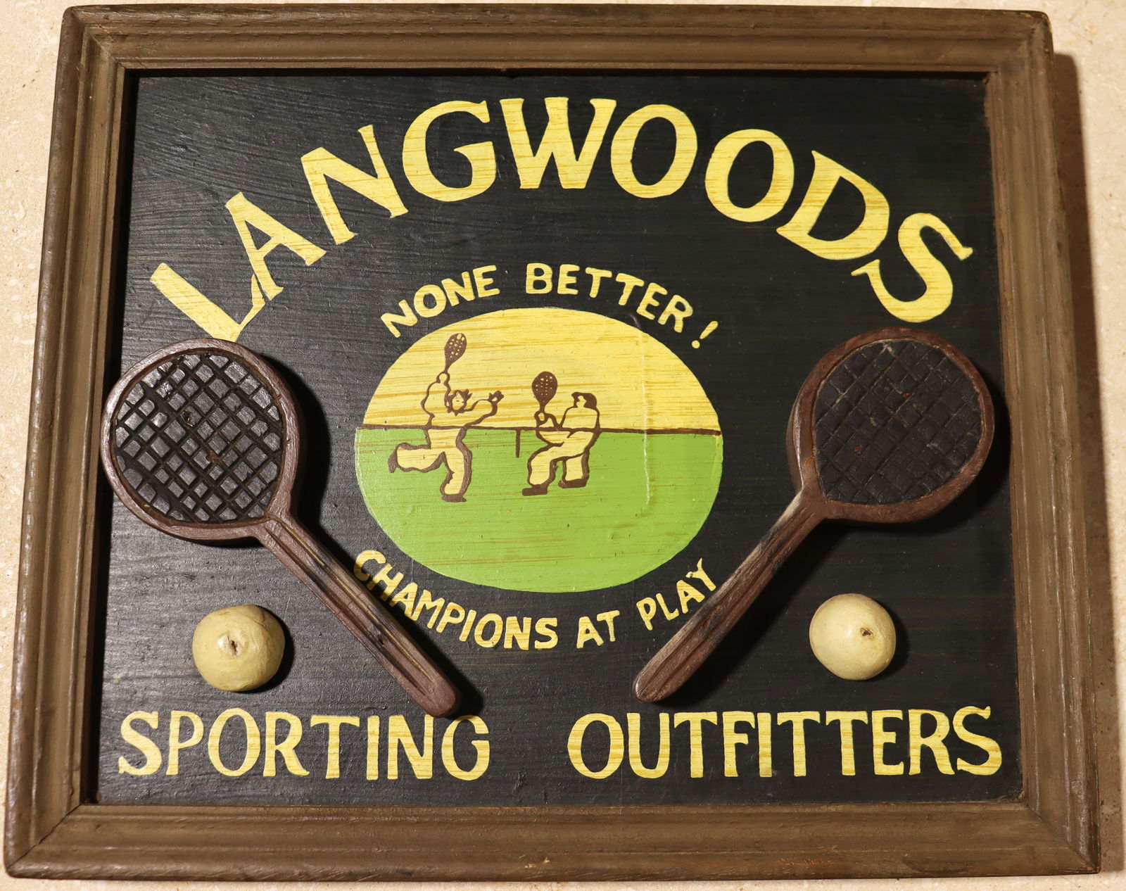 Framed Vintage Wooden sign of Langwoods Sporting Outfitters - 2