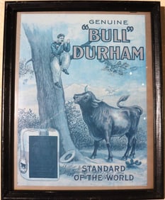 Framed Vintage Advertising for "Bull Durham" smoking tobacco