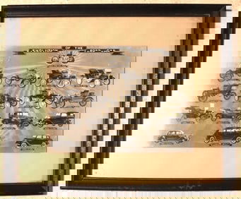 Framed Vintage "Evolution of the Ford Car" for the Ford Motor Company.
