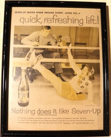 Framed Vintage Advertising of Seven-Up