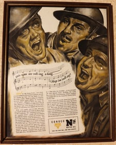 Framed Vintage Advertising for Conoco N motor oil, likely from the World War II era