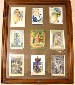 Framed Vintage collection of vintage cards