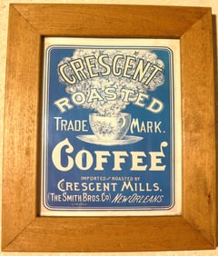 Framed Vintage Advertising for Crescent Roasted Coffee