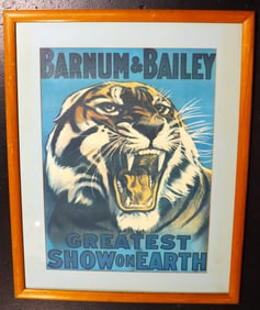 Framed Vintage Advertising Poster of the Barnum & Bailey Circus, billed as "The Greatest Show on