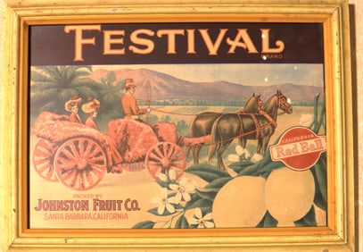 Framed Vintage Advertising of fruit crate label from Johnston Fruit Co