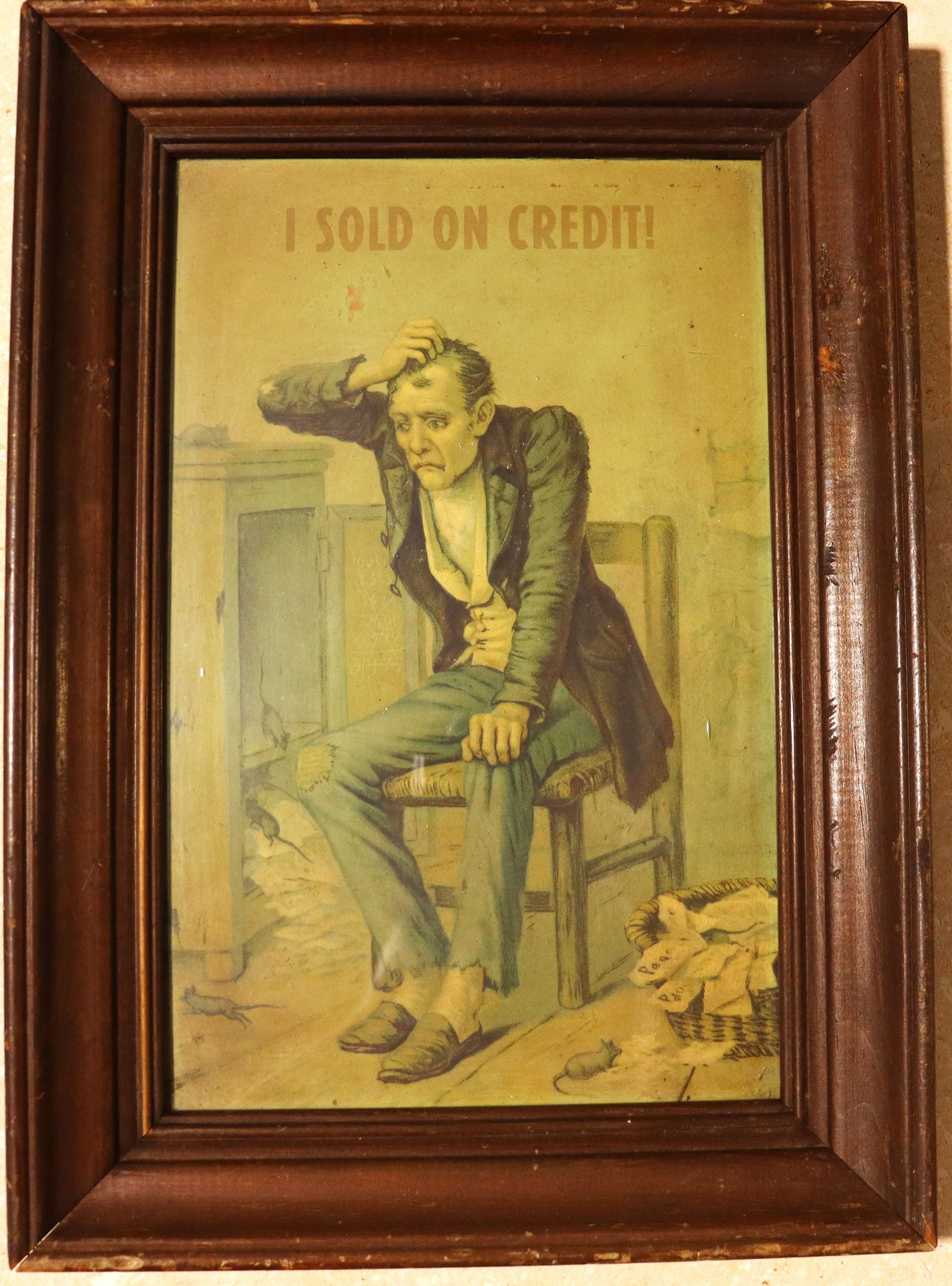 Framed Vintage Advertising Print "I Sold on Credit!" (1 of 5)