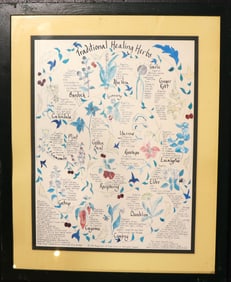 Framed Vintage Traditional Healing Herbs Created in 1984 of Margot Davis
