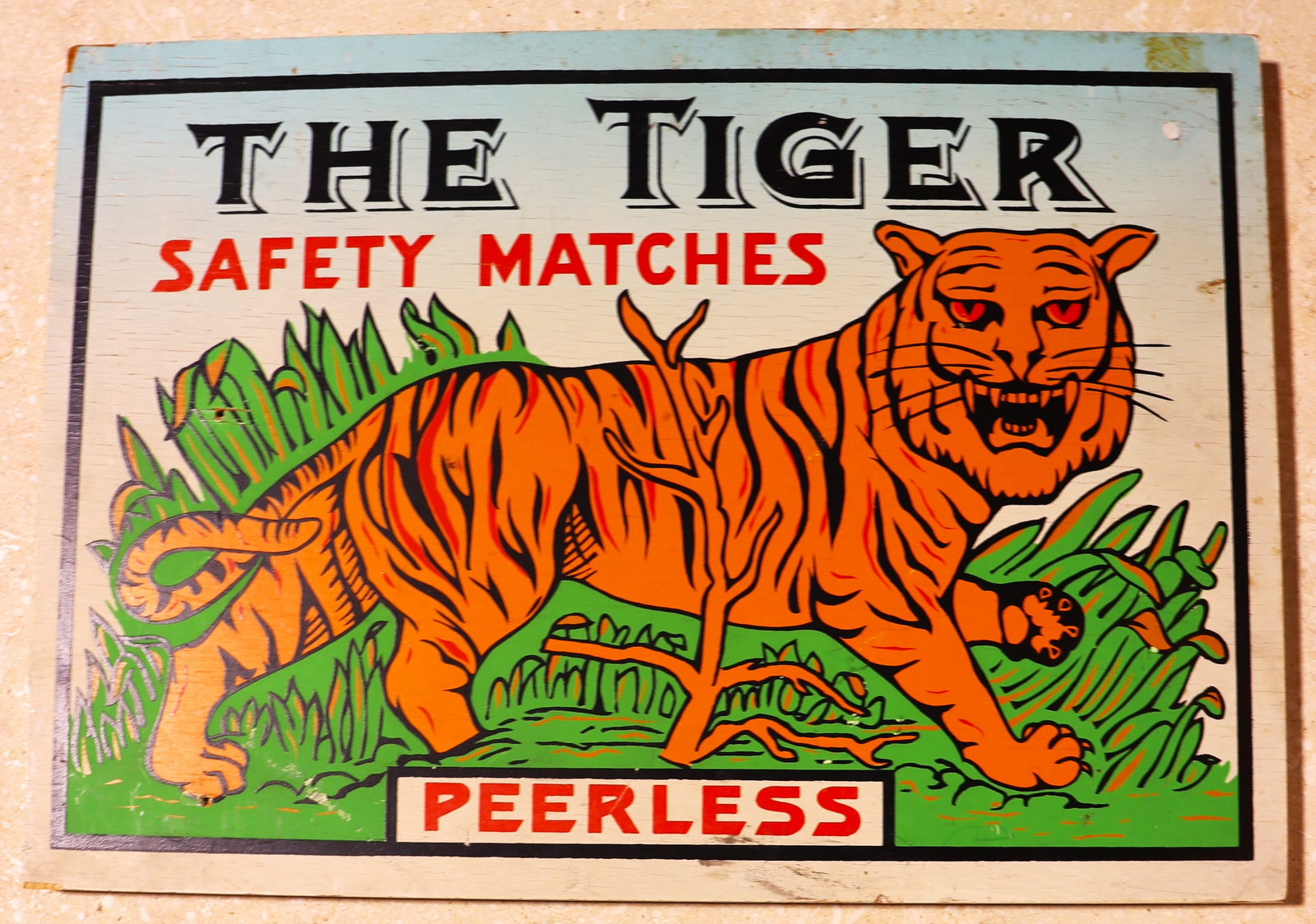 Framed Vintage wooden The Tiger Safety Matches (1 of 1)