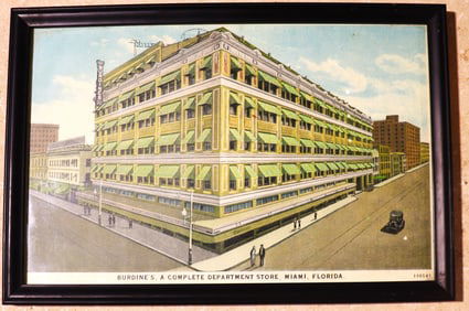 Framed Vintage Print of the historic Burdines department store in Miami, Florida.
