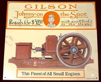 Gilson Engine metal Sign Johnny on the spot