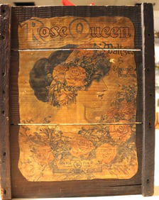 Framed Vintage a wooden plaque "Rose Queen Waltzes" by composer Edmund Braham.