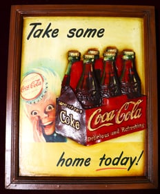 Framed Vintage Coca Cola Sprite Boy Take Some Home Today Advertising Wood Sign