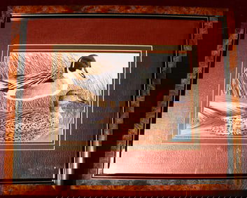 Framed color lithograph on paper by John Akers Titled Northern Pintail ducks