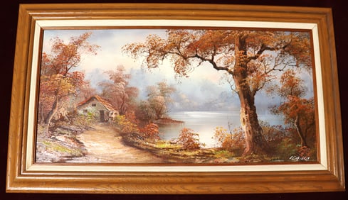 Framed Oil on canvas signed I CAFIERI lower left, Titled Autumn Trees