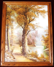 Framed Oil on canvas signed I CAFIERI lower left, Titled Autumn Trees