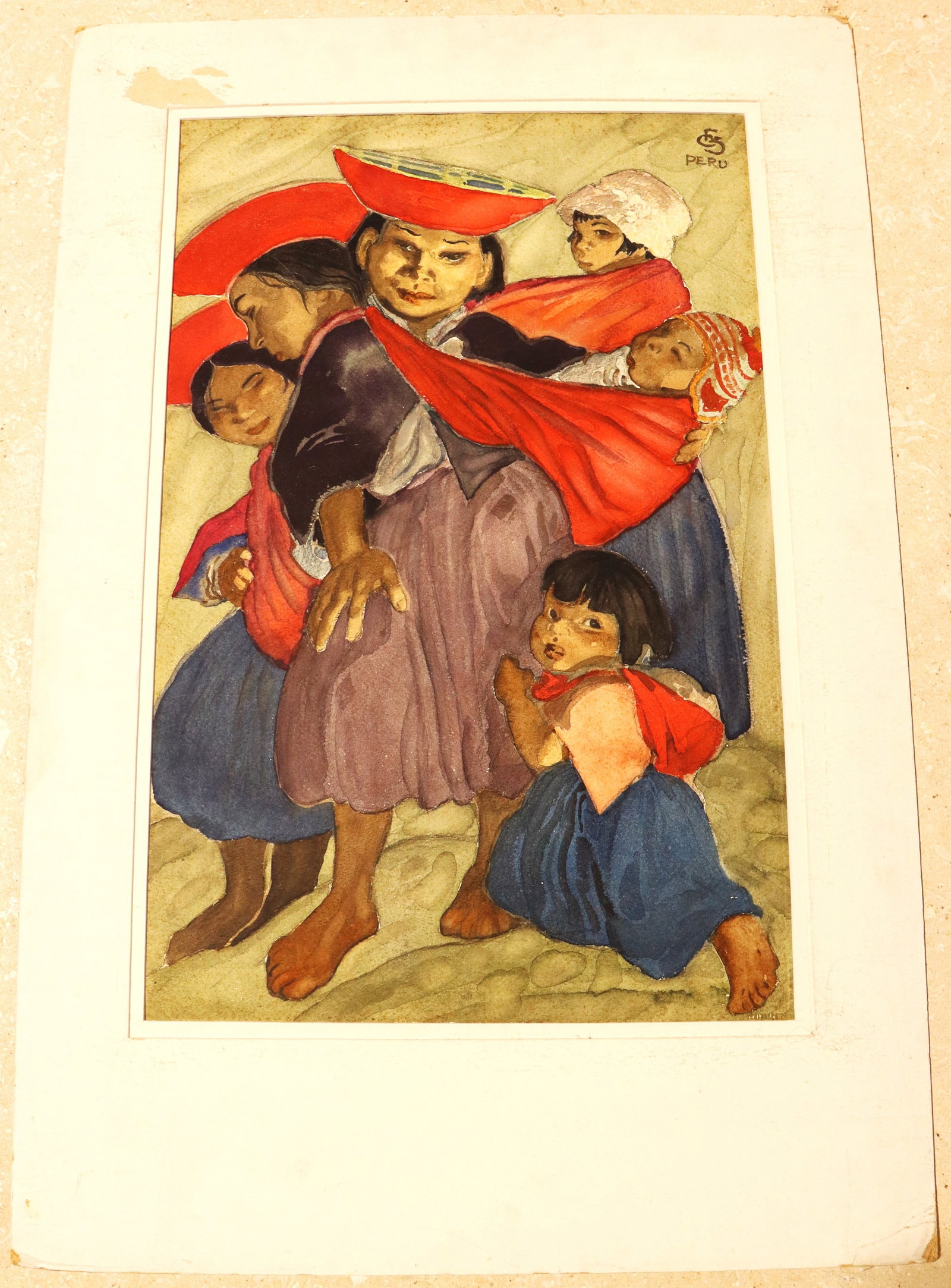 Mixed Media on Paper signed Carl Folke Sahlin: Mixed Media on Paper signed Carl Folke Sahlin Carl Folke Sahlin (Florida, Swedish, 1884 - 1972) was known for his artworks depicting people and scenes, often focusing on regional costumes and cul