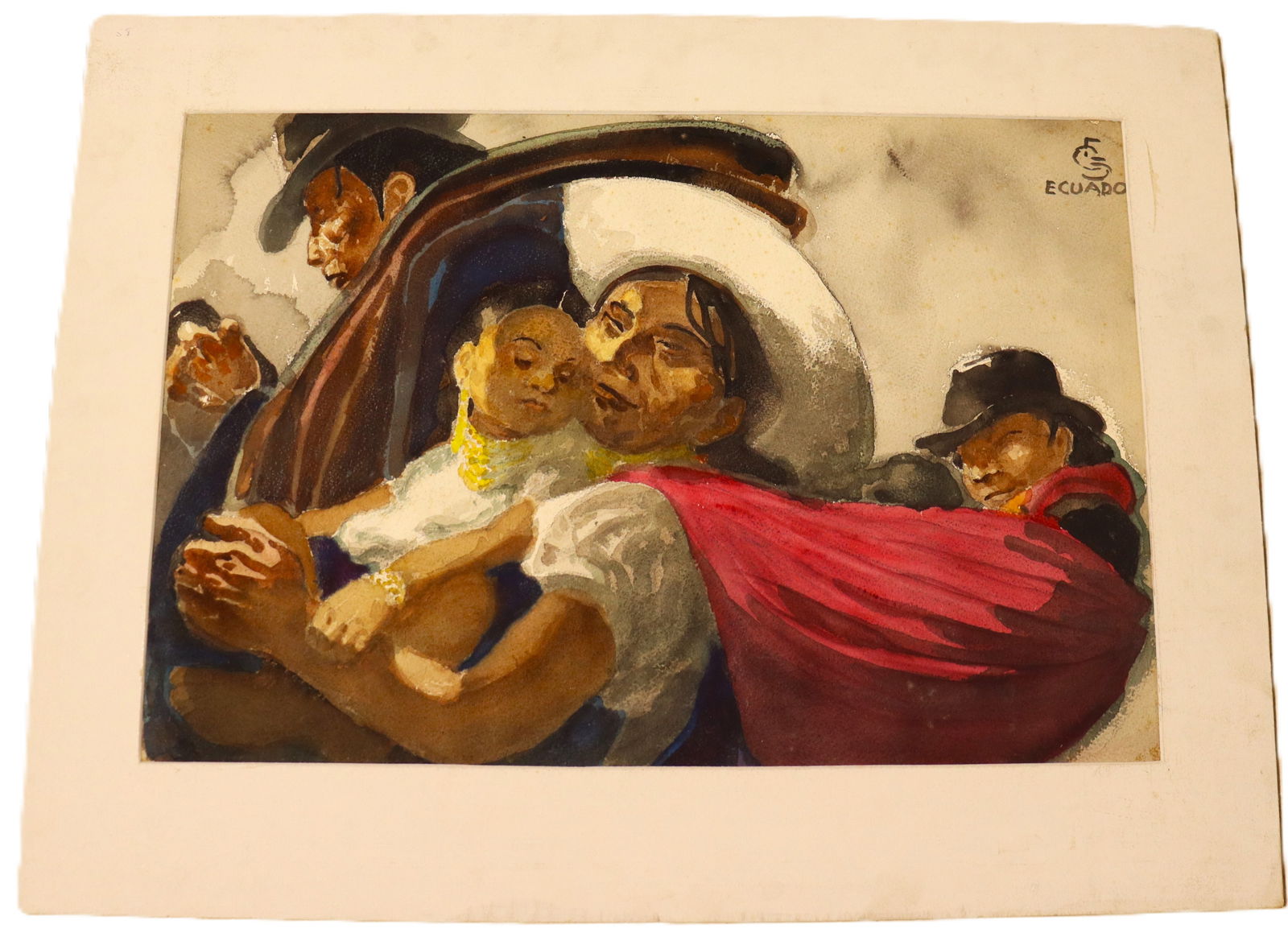 Mixed Media on Paper signed Carl Folke Sahlin: Mixed Media on Paper signed Carl Folke Sahlin Carl Folke Sahlin (Florida, Swedish, 1884 - 1972) was known for his artworks depicting people and scenes, often focusing on regional costumes and cul