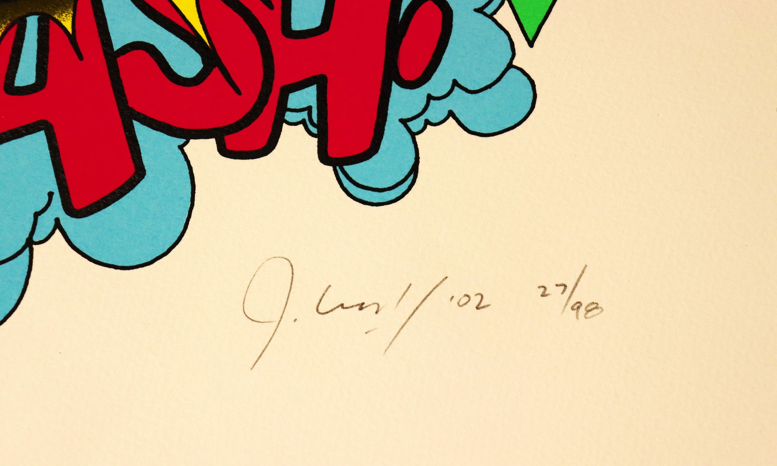 Unframed John "Crash" Matos Silkscreen "Thwack" 2002 numbered 27 / 98 dated 2002 - 3