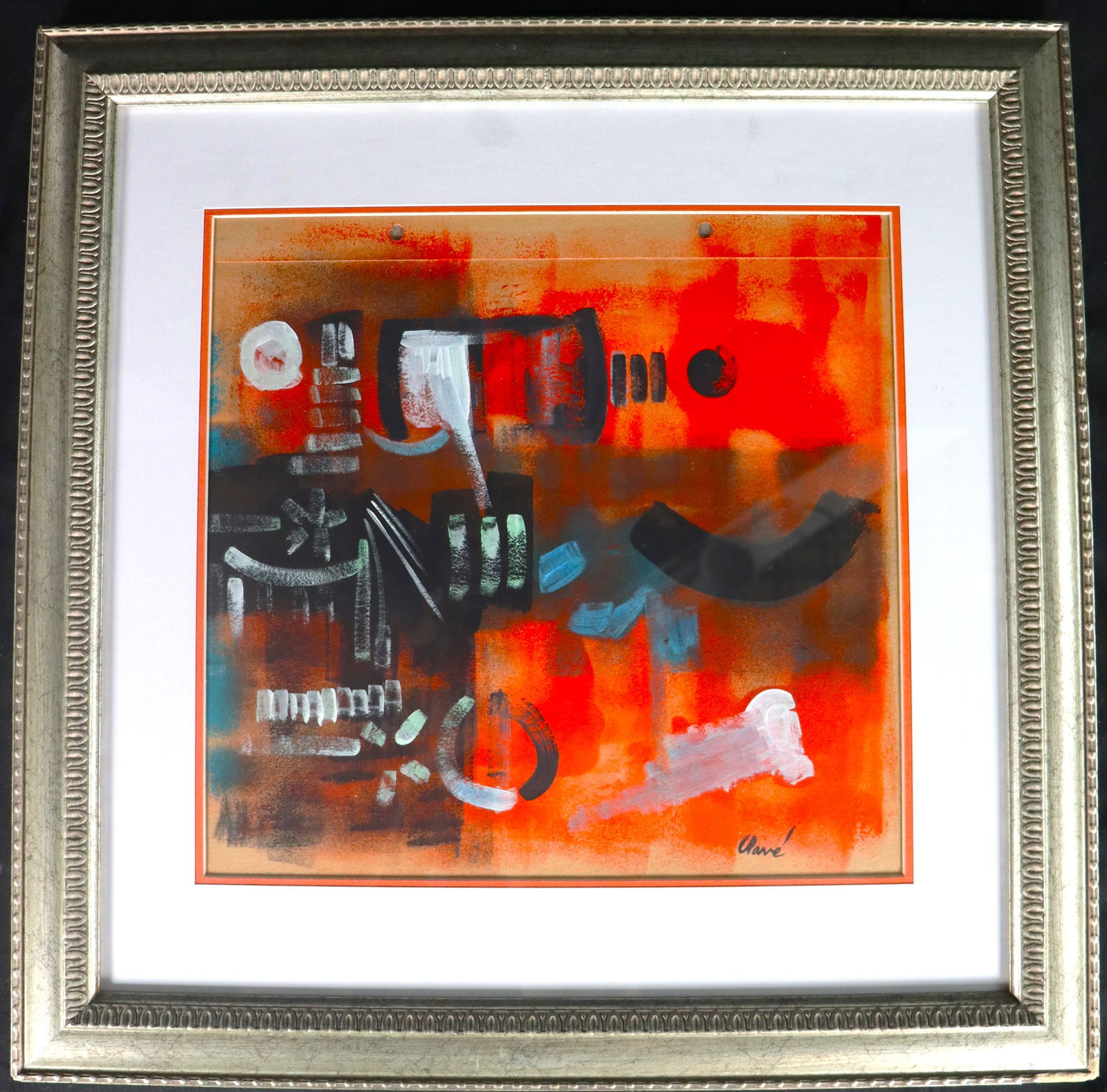 Framed Mixed Media on paper Signed Clave - 2