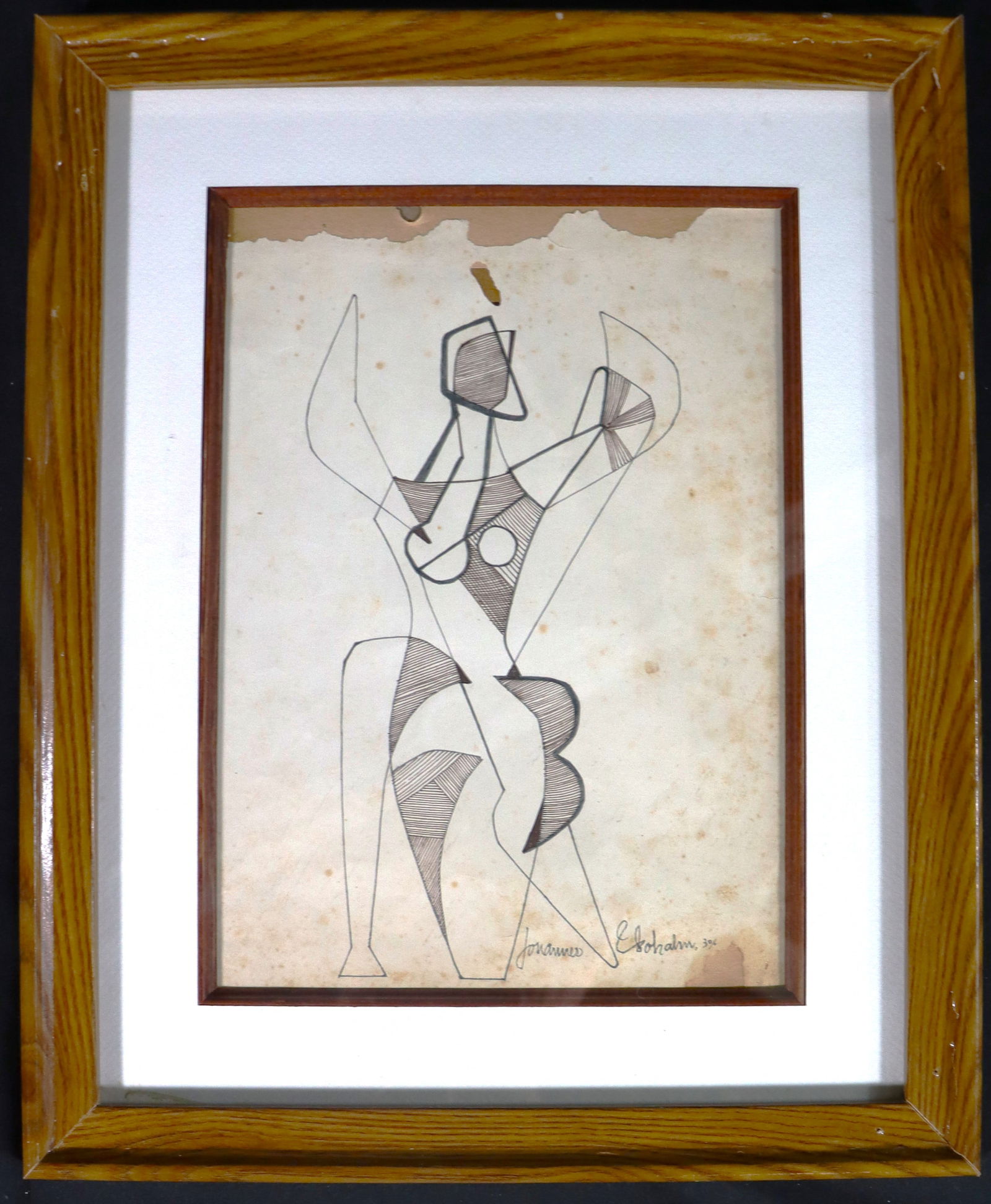 Framed Mixed media on paper signed JOHANNES MOLZAHN lower right (1 of 5)