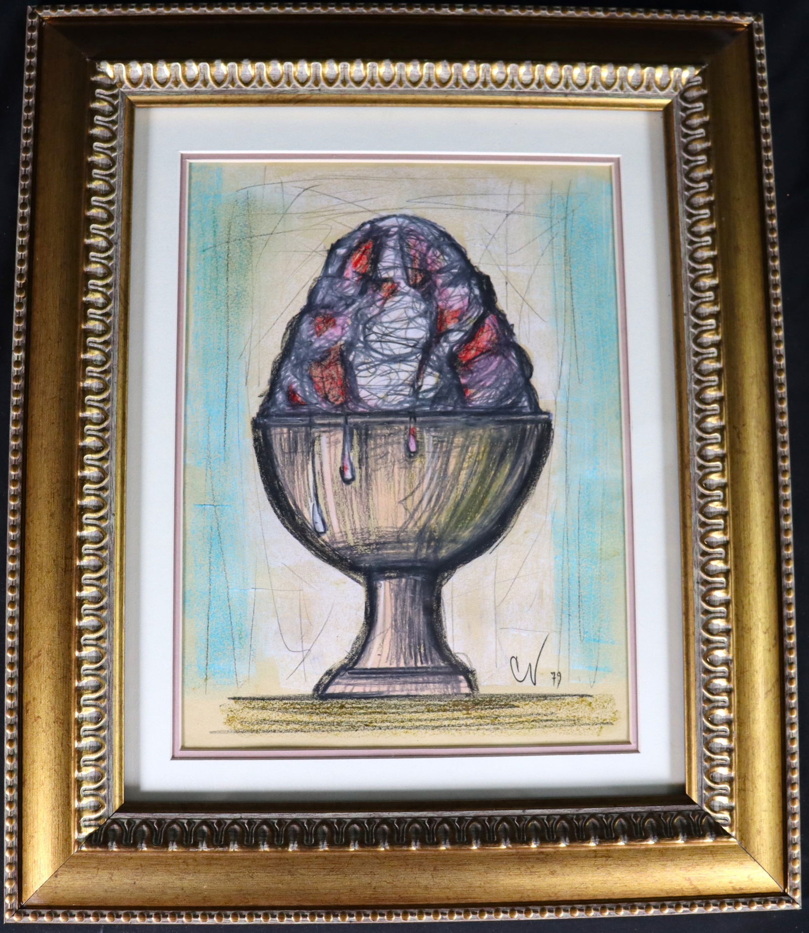 Framed Mixed Media on paper signed CV for Claes Oldenburg (American, 1929-2022) and dated 79: Framed Mixed Media on paper signed CV for Claes Oldenburg (American, 1929-2022) and dated 79 We do not have COA for this piece therefore being sold in the manner of Claes Oldenburg (American, 1929-202