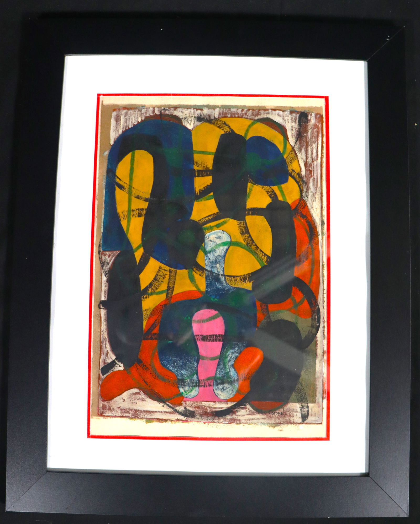 Framed Mixed Media on paper signed PEDRO CORONEL (1 of 4)