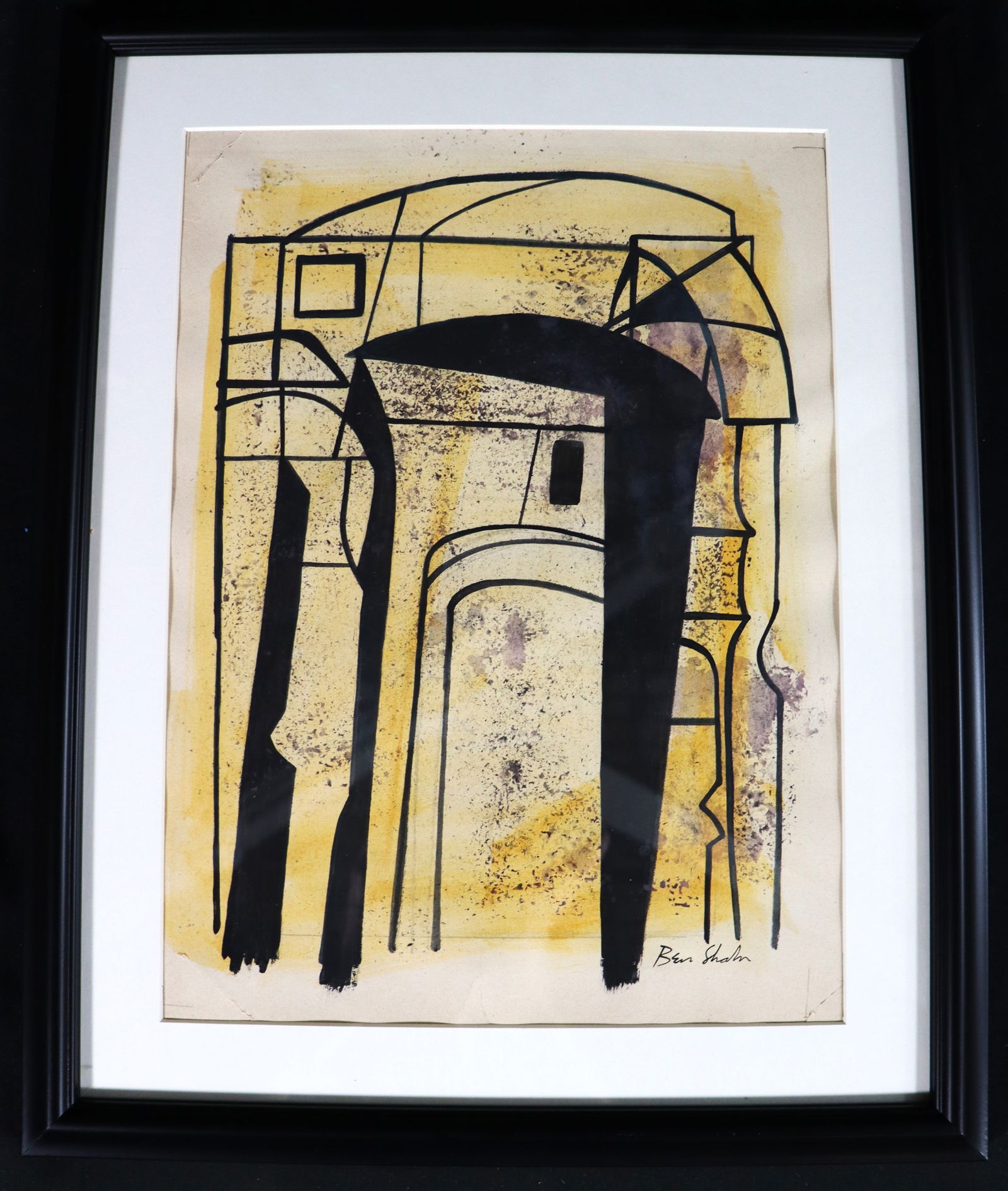 Framed Mixed media on paper signed Ben Shahn lower right (1 of 4)