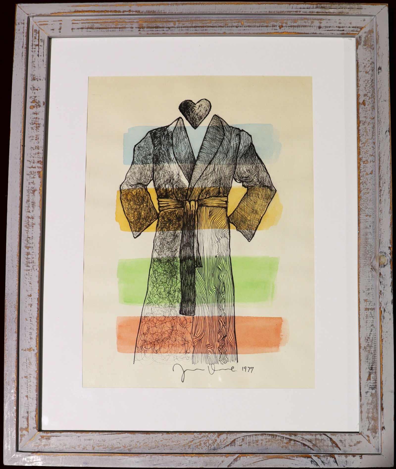 Framed Watercolor and ink on paper signed Jim Dine and dated 1977 (1 of 4)