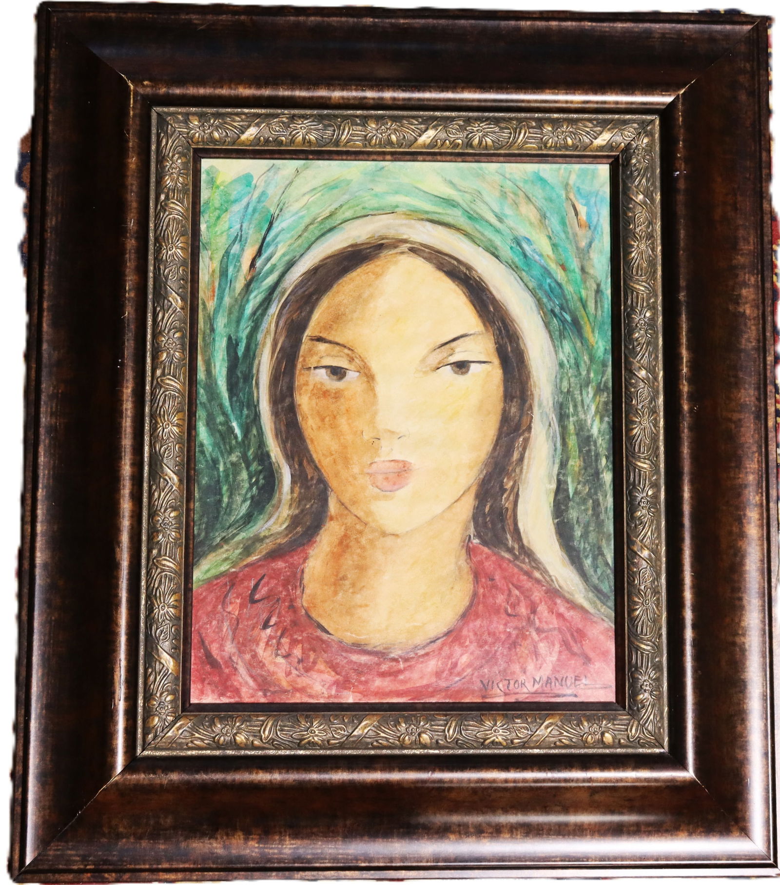 Framed Mixed Media on paper signed Víctor Manuel: Framed Mixed Media on paper signed Víctor Manuel Víctor Manuel García Valdés (1897-1969) We do not have a COA for this piece and is therefore being sold in the