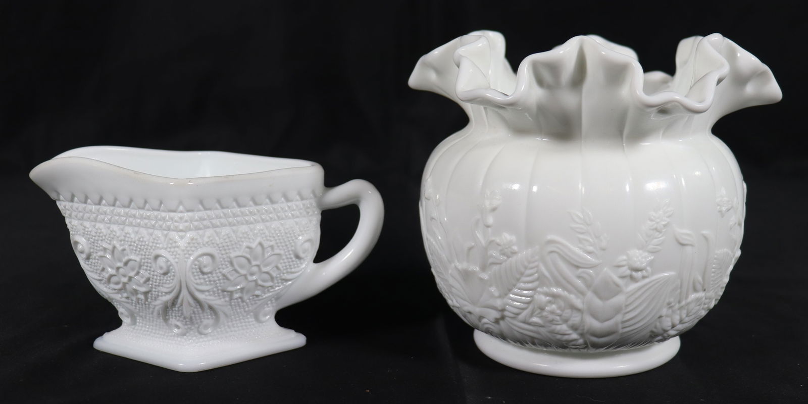 Vintage white milk glass vase and one milk glass creamer (1 of 6)