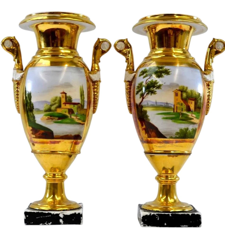 A Pair of Old Paris Porcelain Vases from FRANCE 19th Century (1 of 15)