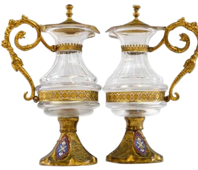 Pair of French Bronze Mounted Glass Cruets. (1 of 14)