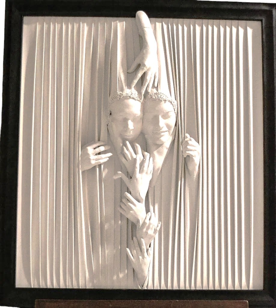 This framed 3D wall sculpture is the work of artist Richard Bello. (1 of 20)