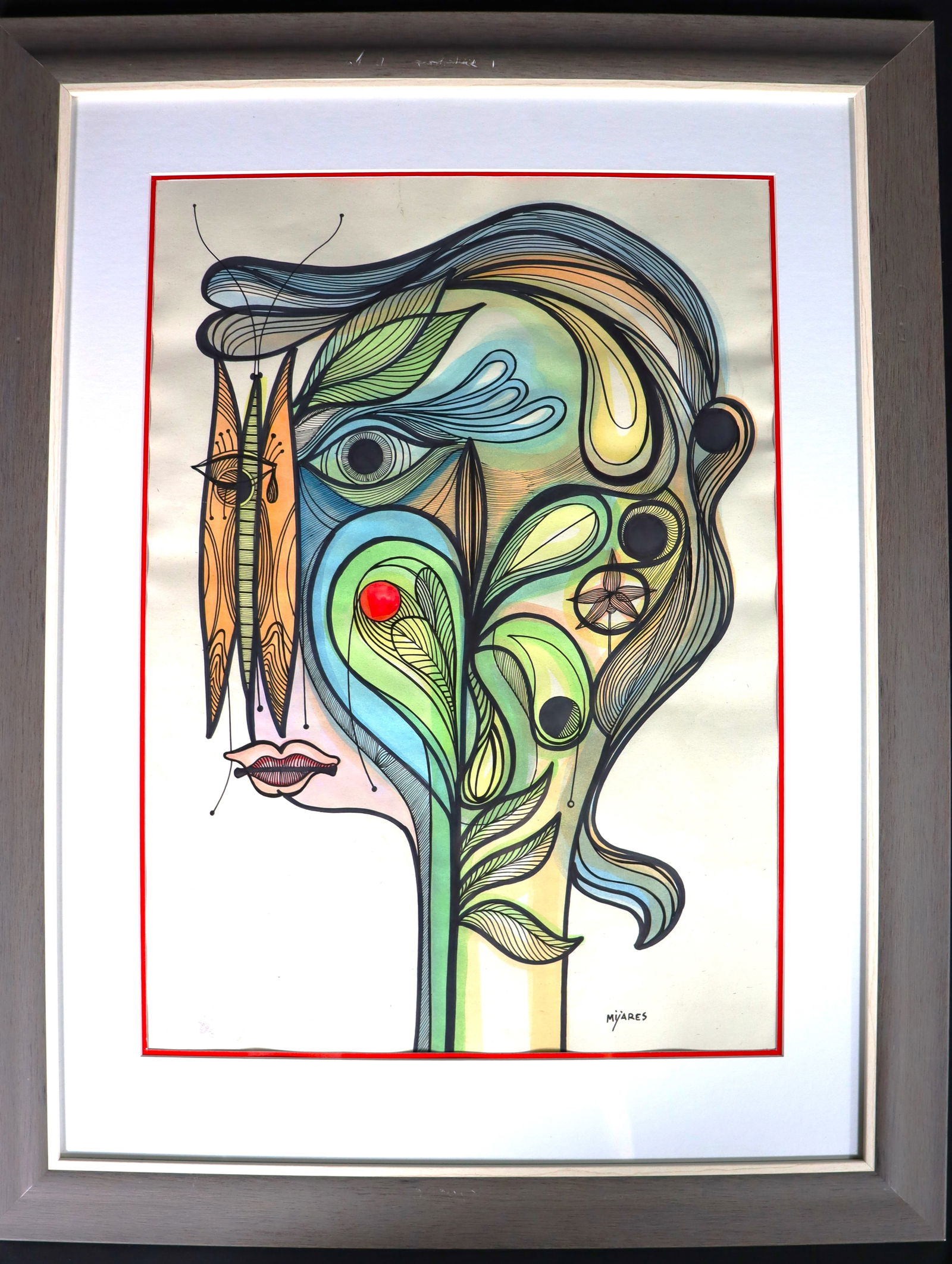 Framed Mixed Media on Paper signed MIJARES (1 of 5)