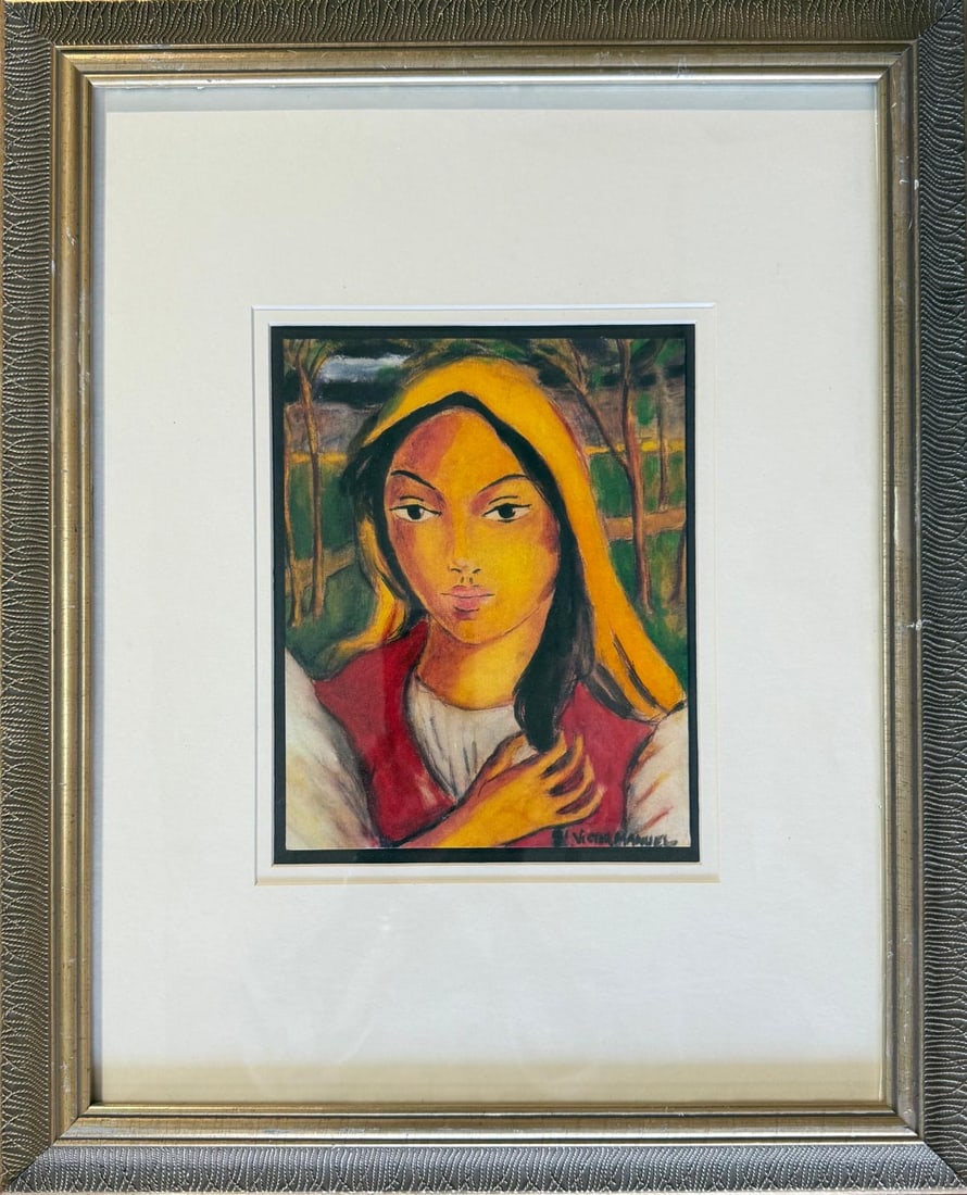 Framed Mixed Media on paper signed Víctor Manuel (1 of 12)