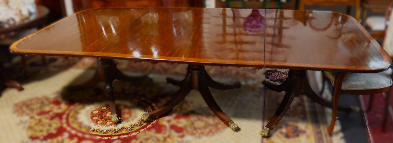 Three Pedestals English Dining Table - 19