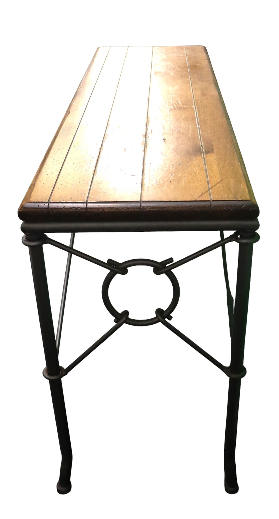 Fancy iron console table with wood top - 4