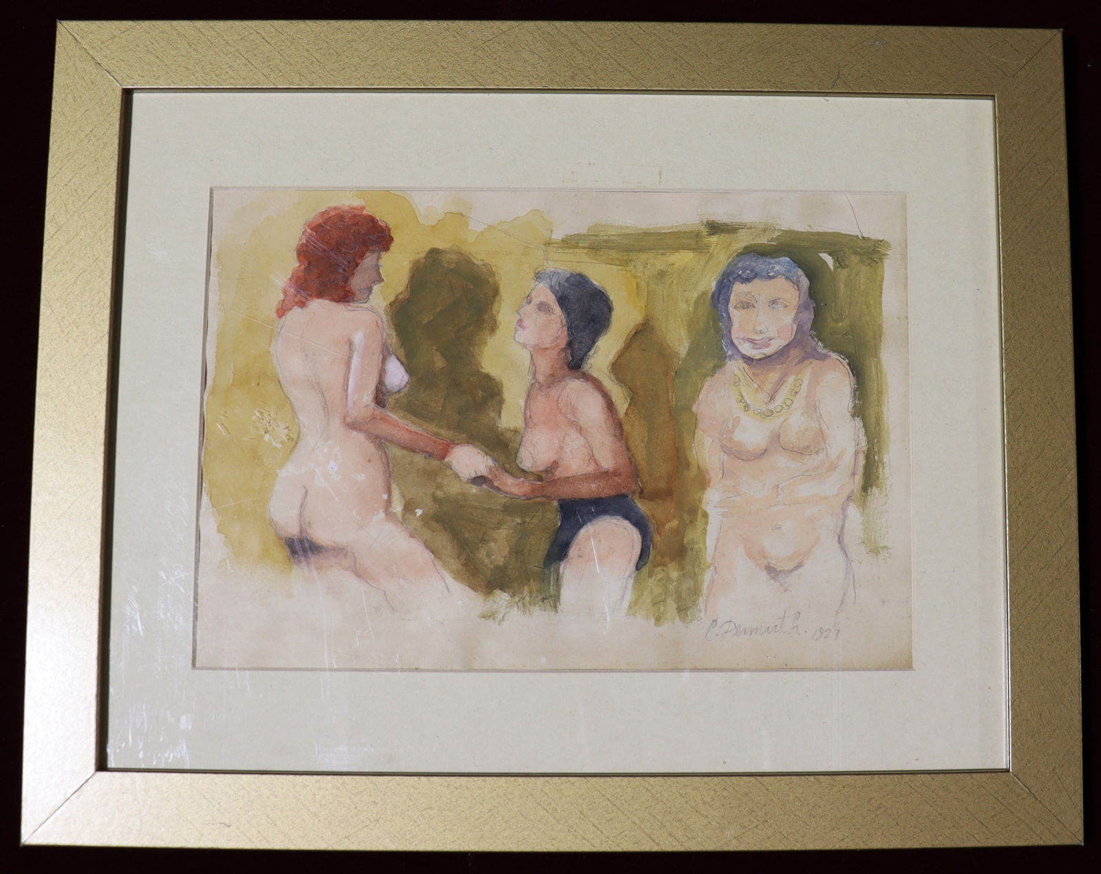 Framed Watercolor on paper signed Charles Demuth dated 1927 lower right (1 of 4)