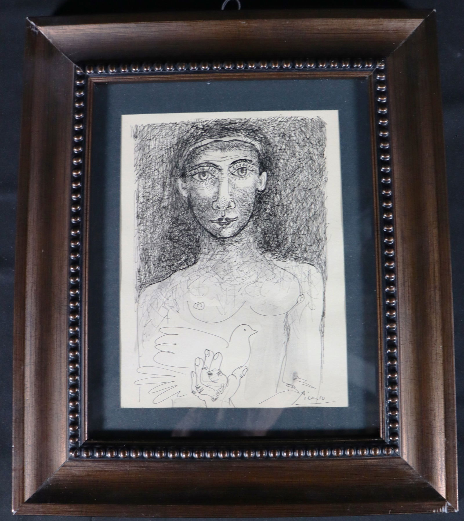 Framed Ink on paper signed Picasso lower right (1 of 5)
