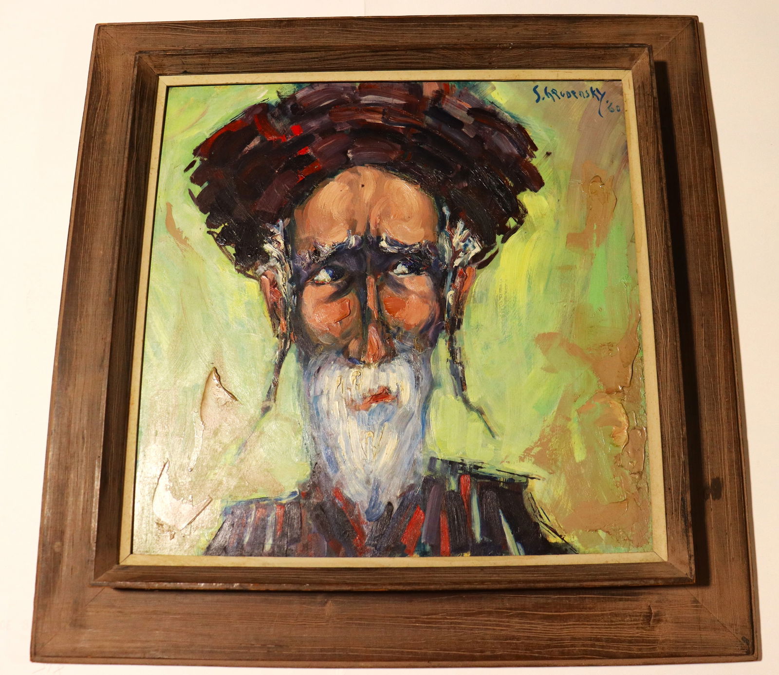 Framed Acrylic on wood panel signed S Grodensky and dated 60 (1 of 4)