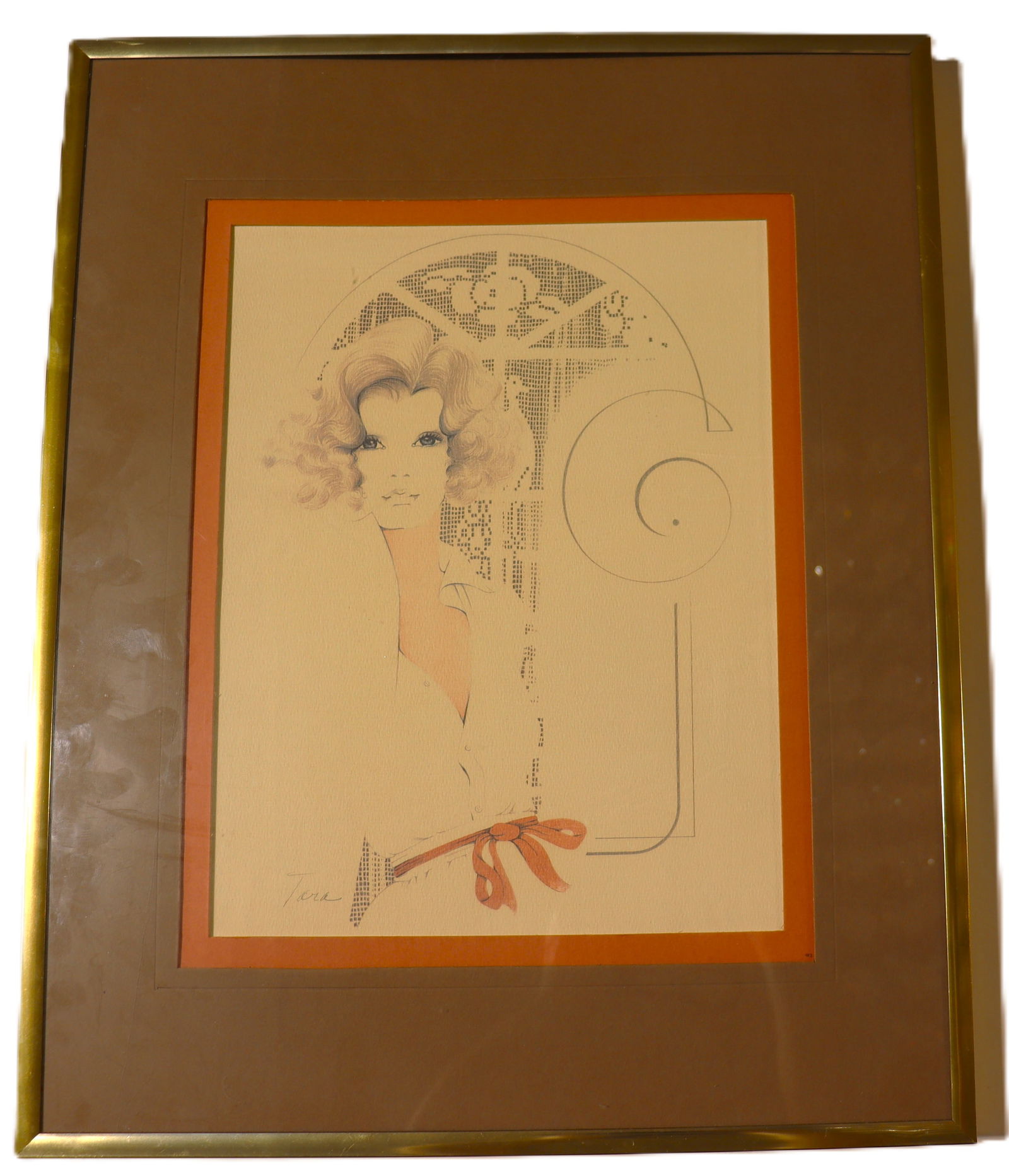 Framed vintage William Tara signed art print or lithograph, likely from the 1970s, depicting a (1 of 4)